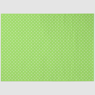 Papier Mousseline Vert avec pois blancs