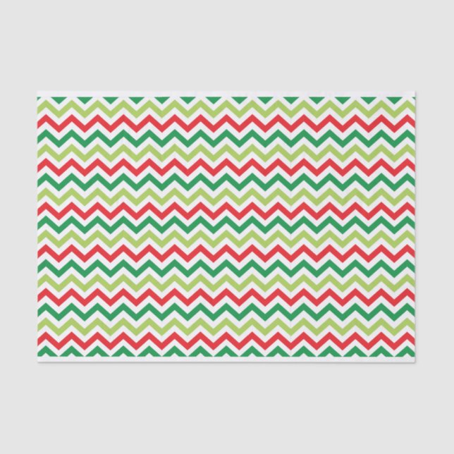 Papier Mousseline Vert clair et rouge Chevron (Recto)