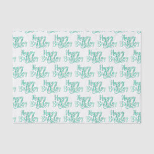 Papier Mousseline Vert Cyan Fête PERSONNALISÉE ANNIVERSAIRE