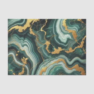 Papier Mousseline Vert émeraude et or aspect marbre Glam mariage 