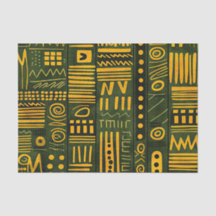Papier Mousseline Vert et or Elegant Motif ethnique africain