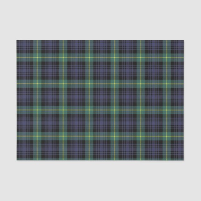 Papier Mousseline Vert jaune violet noir Tartan écossais Plaid (Recto)