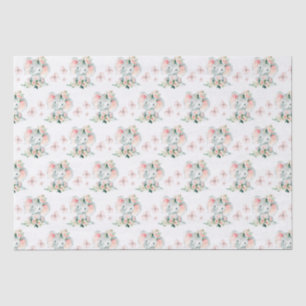 Papier Mousseline Vert rose mignon Baby shower de cadre d'éléphant F