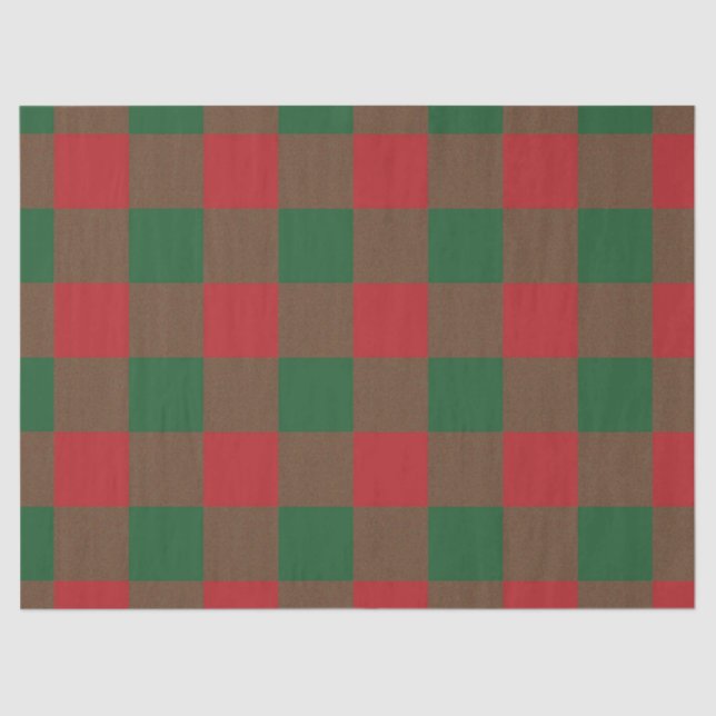 Papier Mousseline Vert rouge plaid (Recto)