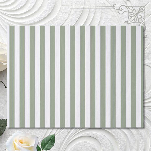 Papier Mousseline Vert sauge clair et rayure blanche (Créateur téléchargé)