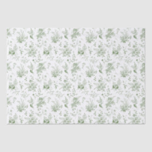 Papier Mousseline Vert Toile De Jouy Vintage Floral Chinoiserie