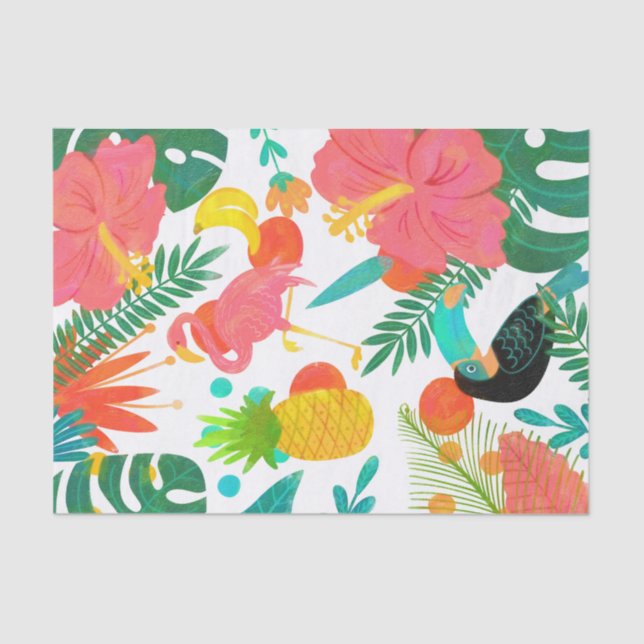 Papier Mousseline Vibes tropicales Floral Feuille Summer Luau Party (Recto)