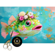 Vibrant dédécoupage Vintage de poisson floral