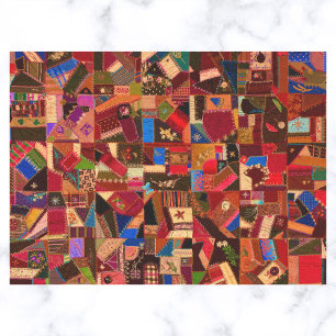 Papier Mousseline Vibrant Vintage Crazy Quilt