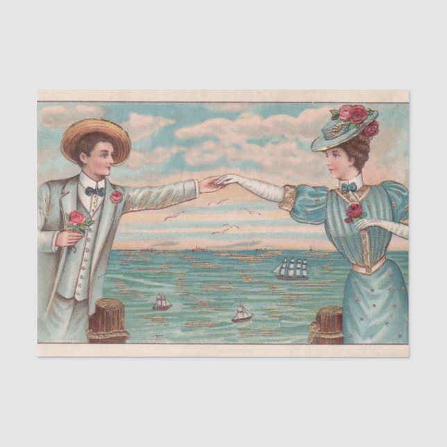 Papier Mousseline Victorian Beach Love Dressy Ocean Mariage Couple (Recto)