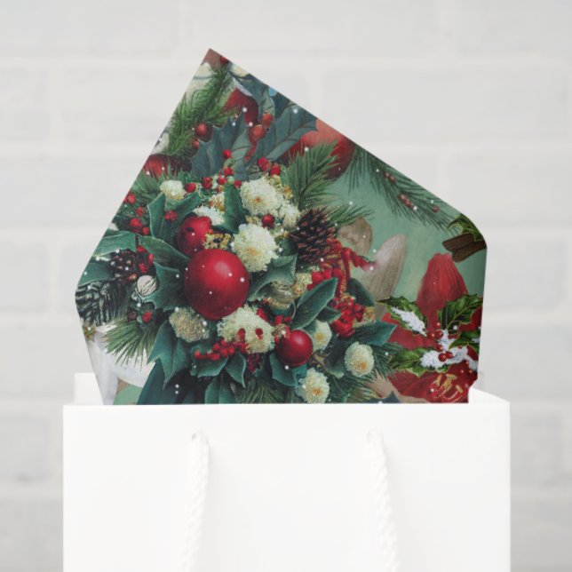 Papier Mousseline Victorian Christmas Portrait (Sac cadeau)