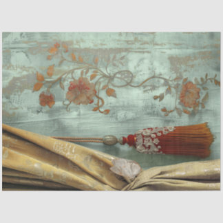 Papier Mousseline Victorian Glam Gold Drape Red Tassel Teal Floral