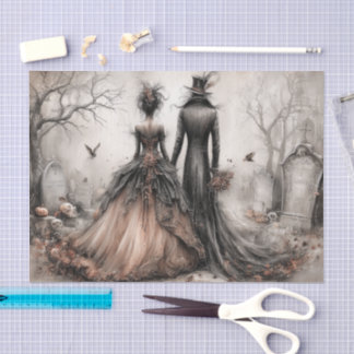 Papier Mousseline Victorian Gothic Couple Decoupage