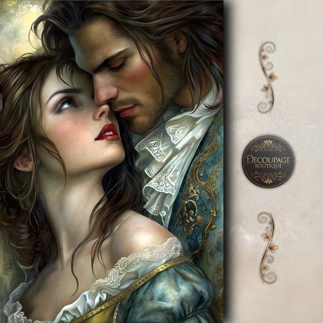 Papier Mousseline Victorian Lovers Intense Gaze Decoupage (Victorian Lovers Intense Gaze Decoupage Tissue Paper)