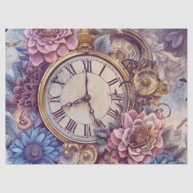 Papier Mousseline Victorian Pastel Steampunk Motif (Recto)