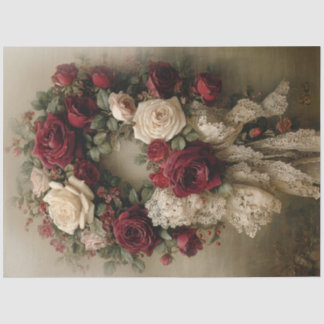 Papier Mousseline Victorian Rose Wreath Christmas Tissue Paper
