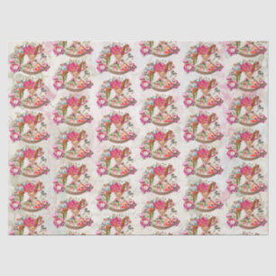 Papier Mousseline Victorian Vintage Rocse Horse Motif de Noël