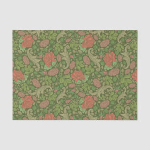 Papier Mousseline Victorienne Vintage Roses Rouges Rose Fleurs