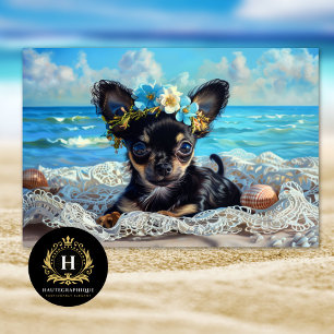 Papier Mousseline Vie de plage Chihuahua chiot découpage