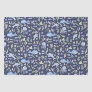 Papier Mousseline Vie marine Aquarelle moderne 