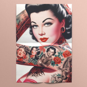 Papier Mousseline Vieille École Cute Tattoo Pin-up