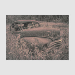 Papier Mousseline Vieille voiture rétro sépia rustique