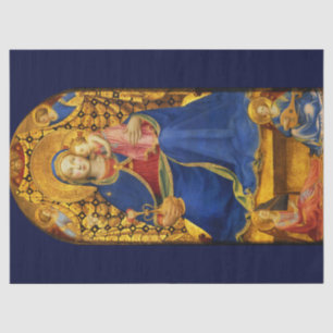 Papier Mousseline VIERGE AVEC ENFANT ET ANGES par Fra Angelico, Bleu