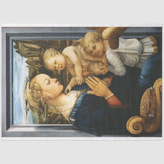 Papier Mousseline Vierge avec enfant et deux anges, Filippo Lippi (Recto)
