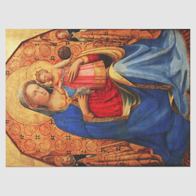 Papier Mousseline VIERGE AVEC ENFANT ET SAINTS par Fra Angelico (Recto)