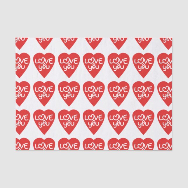 Papier Mousseline Vietnamien Valentine ♥ Love Yêu ♥ Asian Wordplay (Recto)