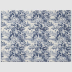 Papier Mousseline Vieux Château Moderne Toile bleue de Jouy motif