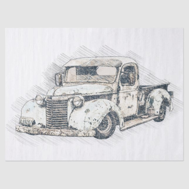 Papier Mousseline Vieux Chevrolet Retro Classic Truck Decoupage (Recto)