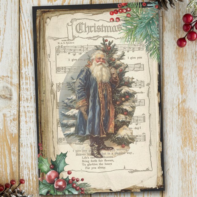 Papier Mousseline Vieux Monde Père Noël & Partition Musique Découpag (Créateur téléchargé)