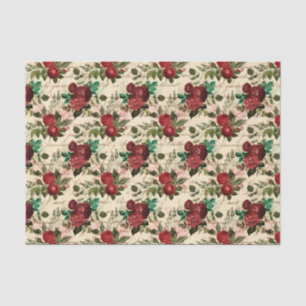 Papier Mousseline Vieux Motif de Rose Rouge