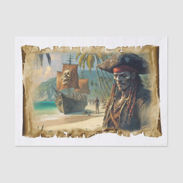 Papier Mousseline Vieux pirates du navire des Caraïbes (Recto)