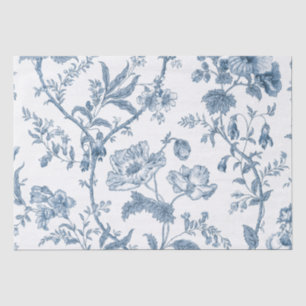 Papier Mousseline Vignes florales bleu foncé Découpage botanique Vin