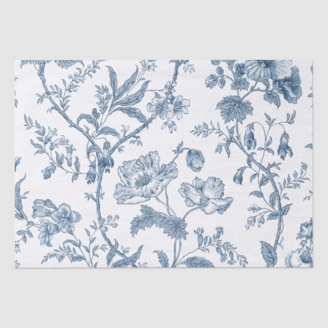 Papier Mousseline Vignes florales bleu foncé Découpage botanique Vin (Recto)
