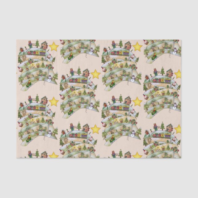 Papier Mousseline Village de Noël (Recto)