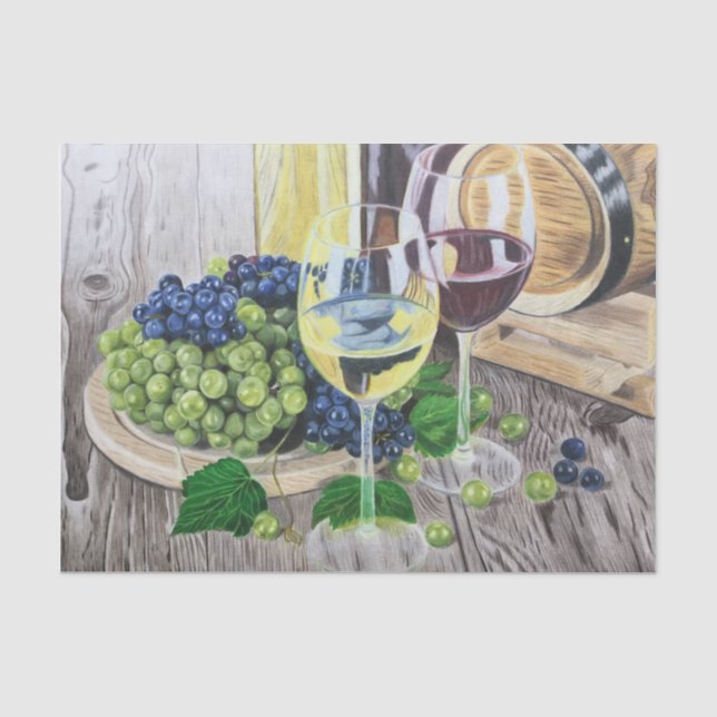 Papier Mousseline Vin et raisins (Recto)