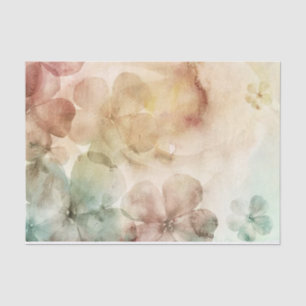 Papier Mousseline Vin Peacock Vert et crème Grandes Fleurs