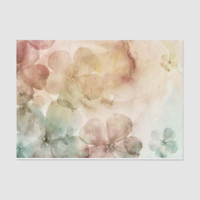 Papier Mousseline Vin Peacock Vert et crème Grandes Fleurs (Recto)