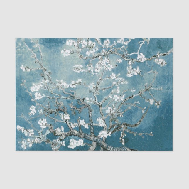 Papier Mousseline Vincent Van Gogh Almond Blossoms Turquoise doux (Recto)