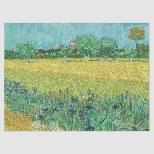 Papier Mousseline Vincent van Gogh - Champ avec Iris près d'Arles (Recto)