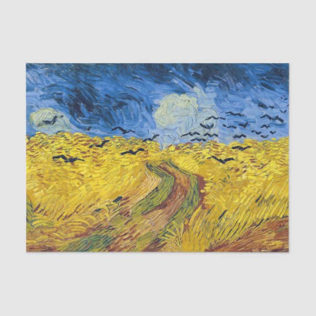 Papier Mousseline Vincent van Gogh - Champ de blé aux corbeaux (Recto)