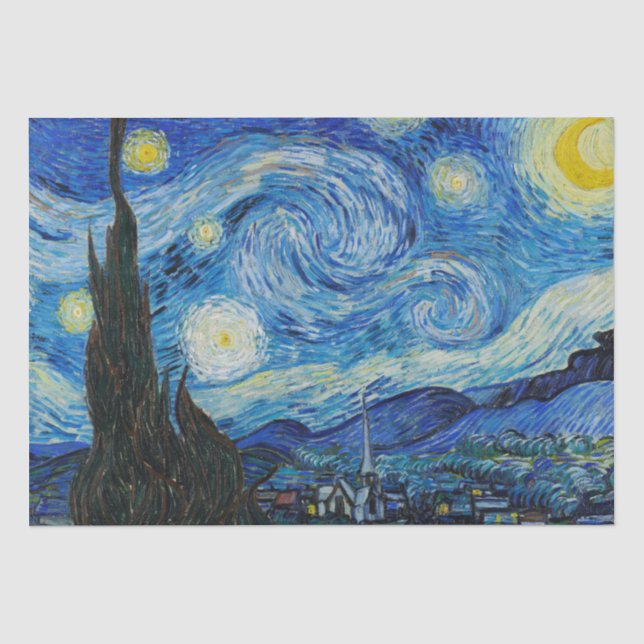 Papier Mousseline Vincent Van Gogh La Nuit étoilée (Recto)