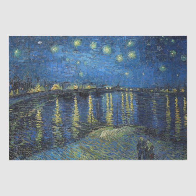 Papier Mousseline Vincent van Gogh - Nuit étoilée sur le Rhône (Recto)