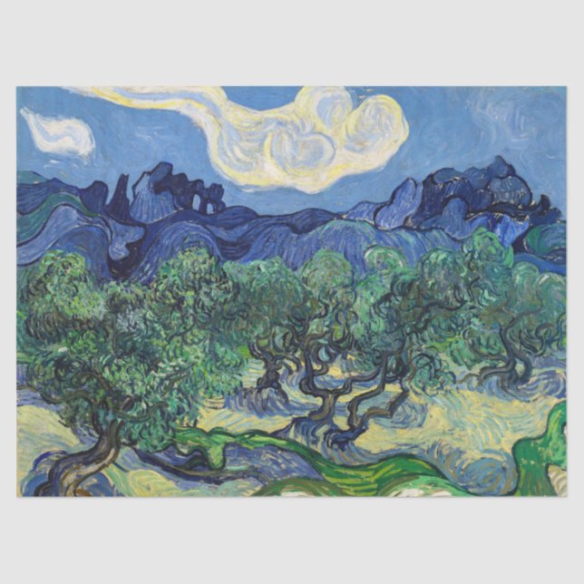 Papier Mousseline Vincent van Gogh - Oliviers aux Alpilles (Recto)