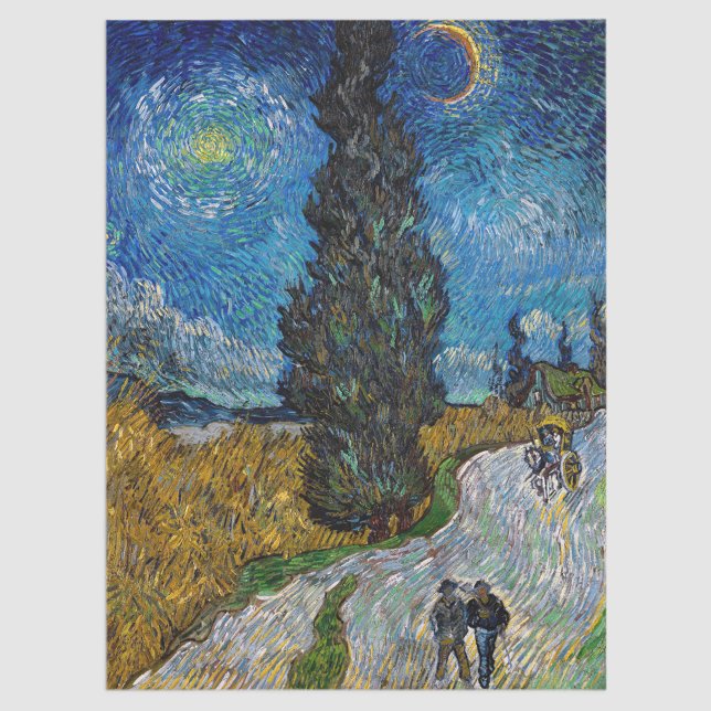 Papier Mousseline Vincent van Gogh - Route avec Cypress et Star (Créateur téléchargé)
