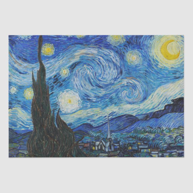 Papier Mousseline Vincent Van Gogh Starry Nuit Bleu jaune (Recto)