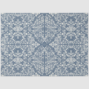 Papier Mousseline Vins floraux arabesques Découpage LG ivoire bleu